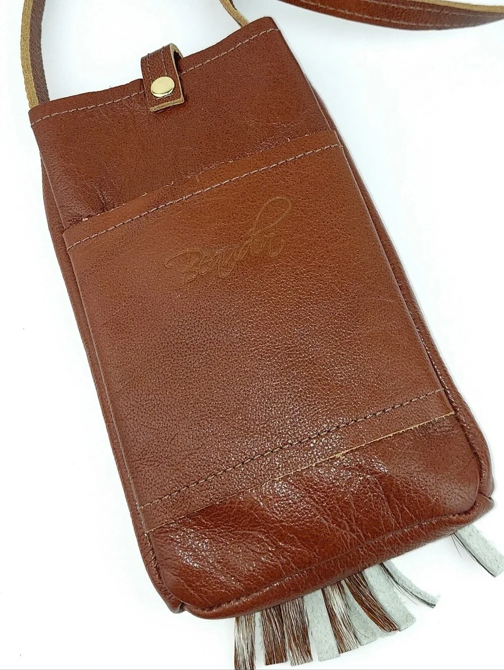 Beaudin Designs Leather Tassel Phone Crossbody Bag